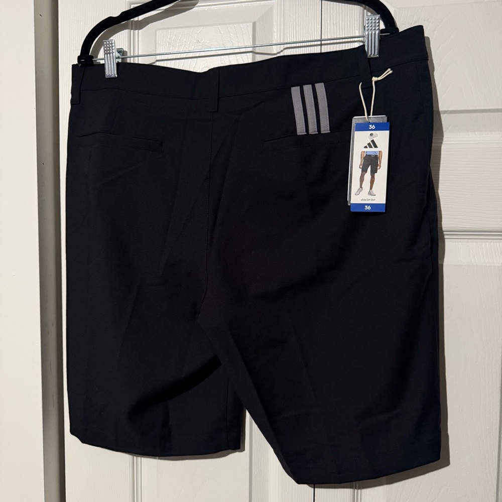 Men's Adidas Size 36 Black Flat Front Golf Shorts 9" Inseam